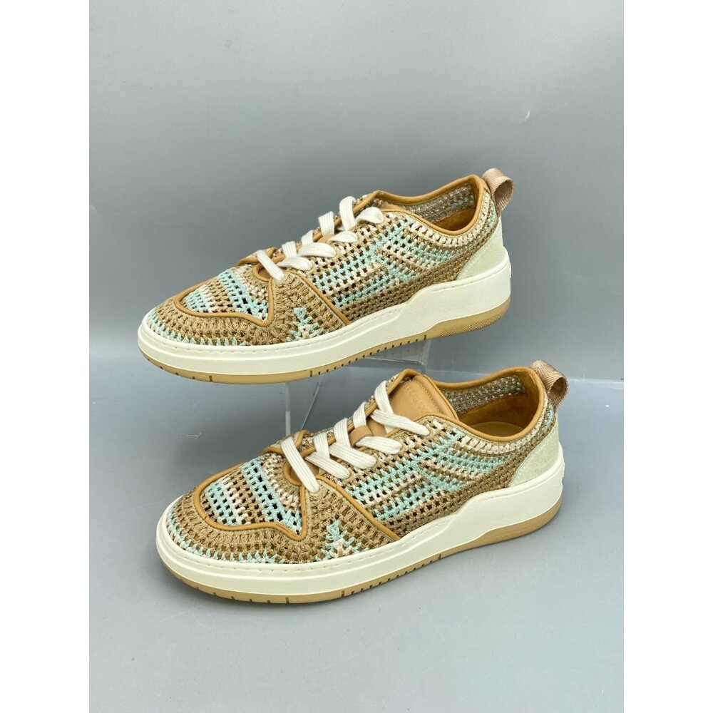 Ferragamo Macramé Women's Sneaker US 9.5 Camel Low Top Lace Up Athletic Shoes - Picture 2 of 11